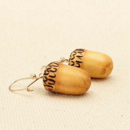 acorn earrings with gold ear wires