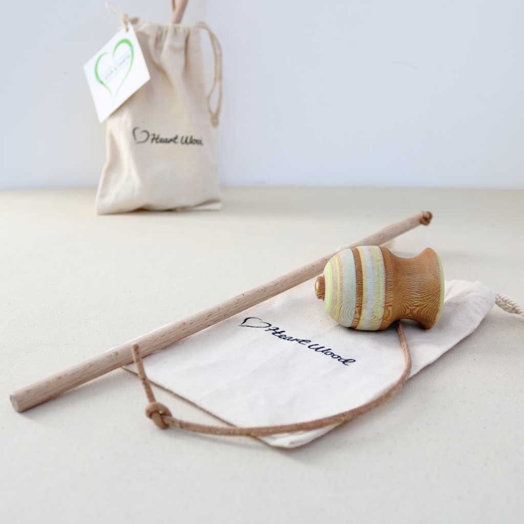 A Whip & Peerie Spinning Top with String • Love HeartWood