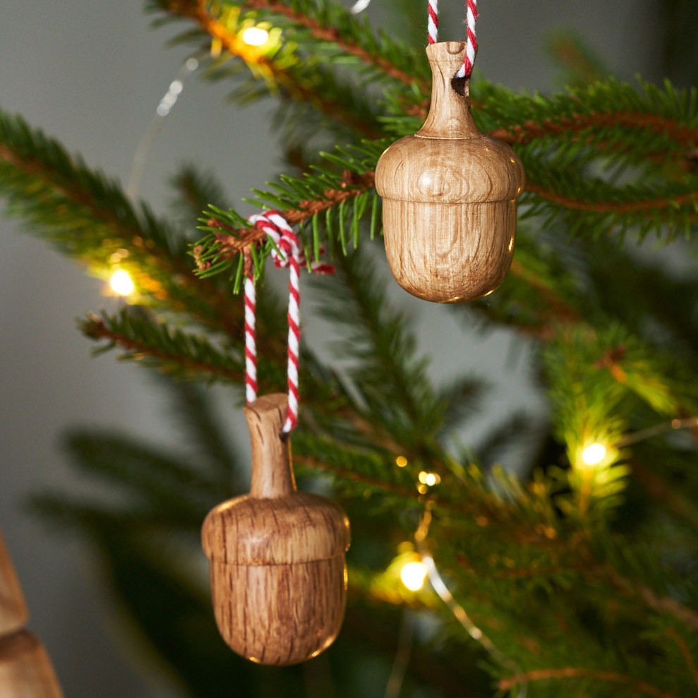Personalisable Wooden Acorn Ornaments • Love HeartWood