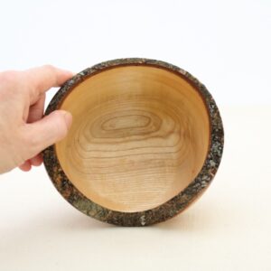 inside of waney edge wooden bowl
