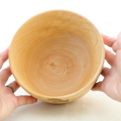 inside of large wooden bowl