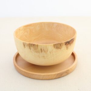 wooden bowl and plate