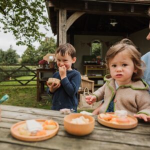 wooden bowls and plates for kids