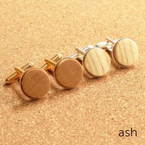 Two pairs of handcrafted ash wood cufflinks.