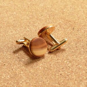 Gold-plated cufflinks with exquisite handmade wooden cabochons, a unique choice for nature lovers.