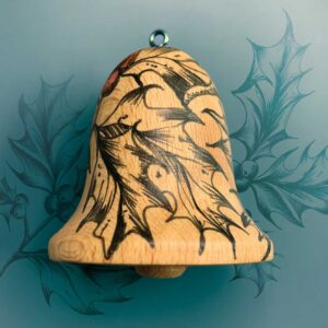 back view of holly bell christmas ornament