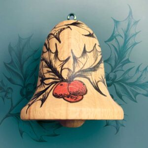 side view of holly bell christmas ornament