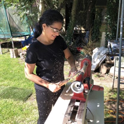 outdoor woodturning lesson