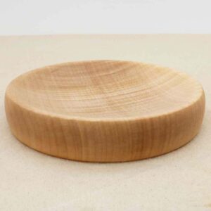 Sycamore wood spinning top base with a dished surface.
