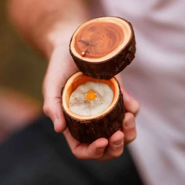 natural yew wooden ring box