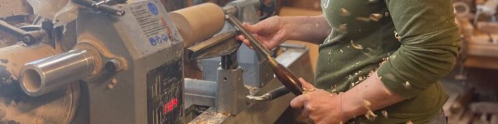 Liz Pearson of Love Heartwood at the lathe.