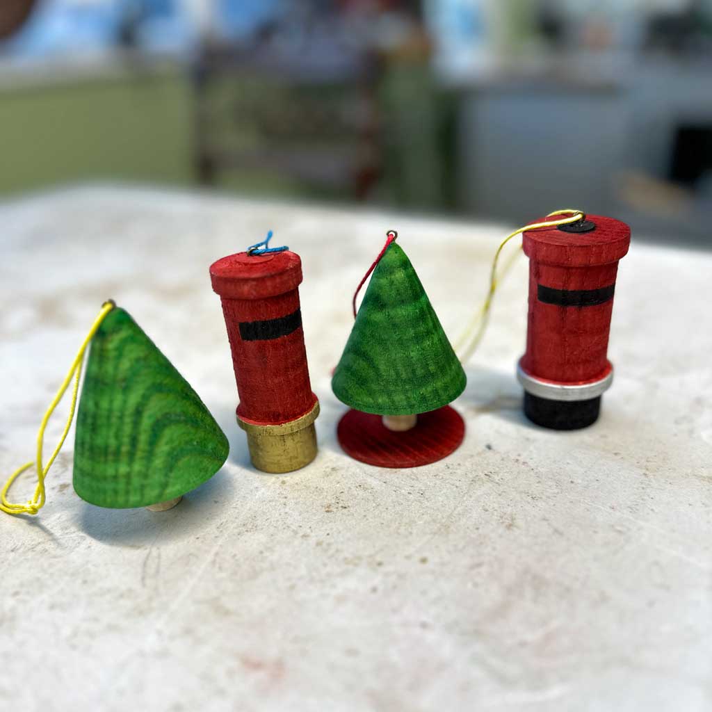 kids turned wooden christmas decorations