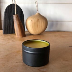 black tin of natural blended beeswax for wood