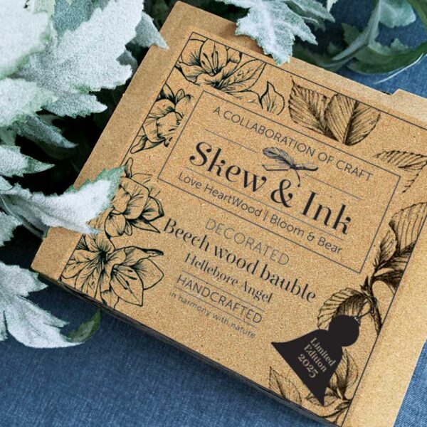 Skew & Ink's Hellebore plastic free cardboard packaging