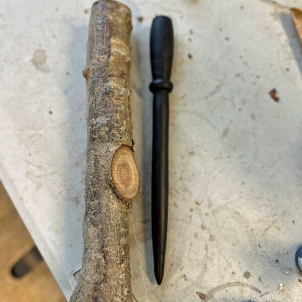 a turned wand before and after the process
