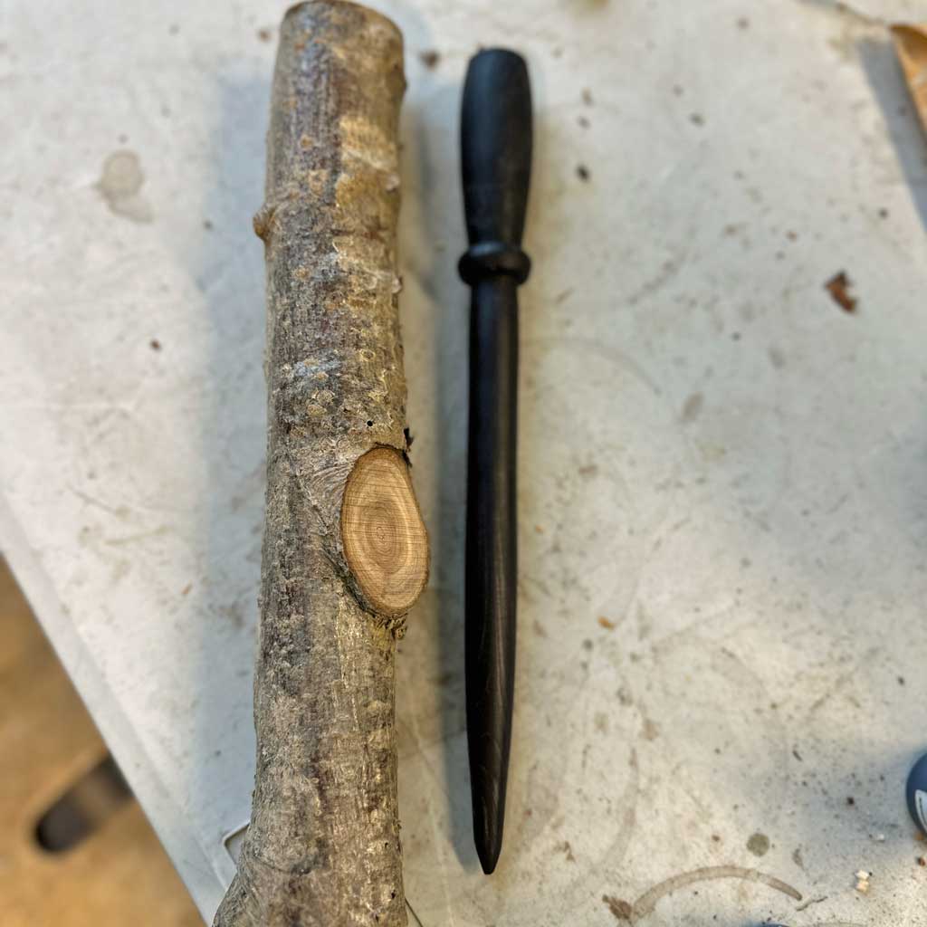 a turned wand before and after the process