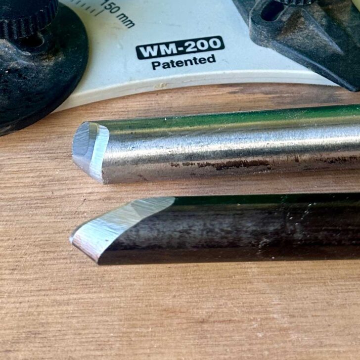 2 bowl gouges with different profiles ground into them