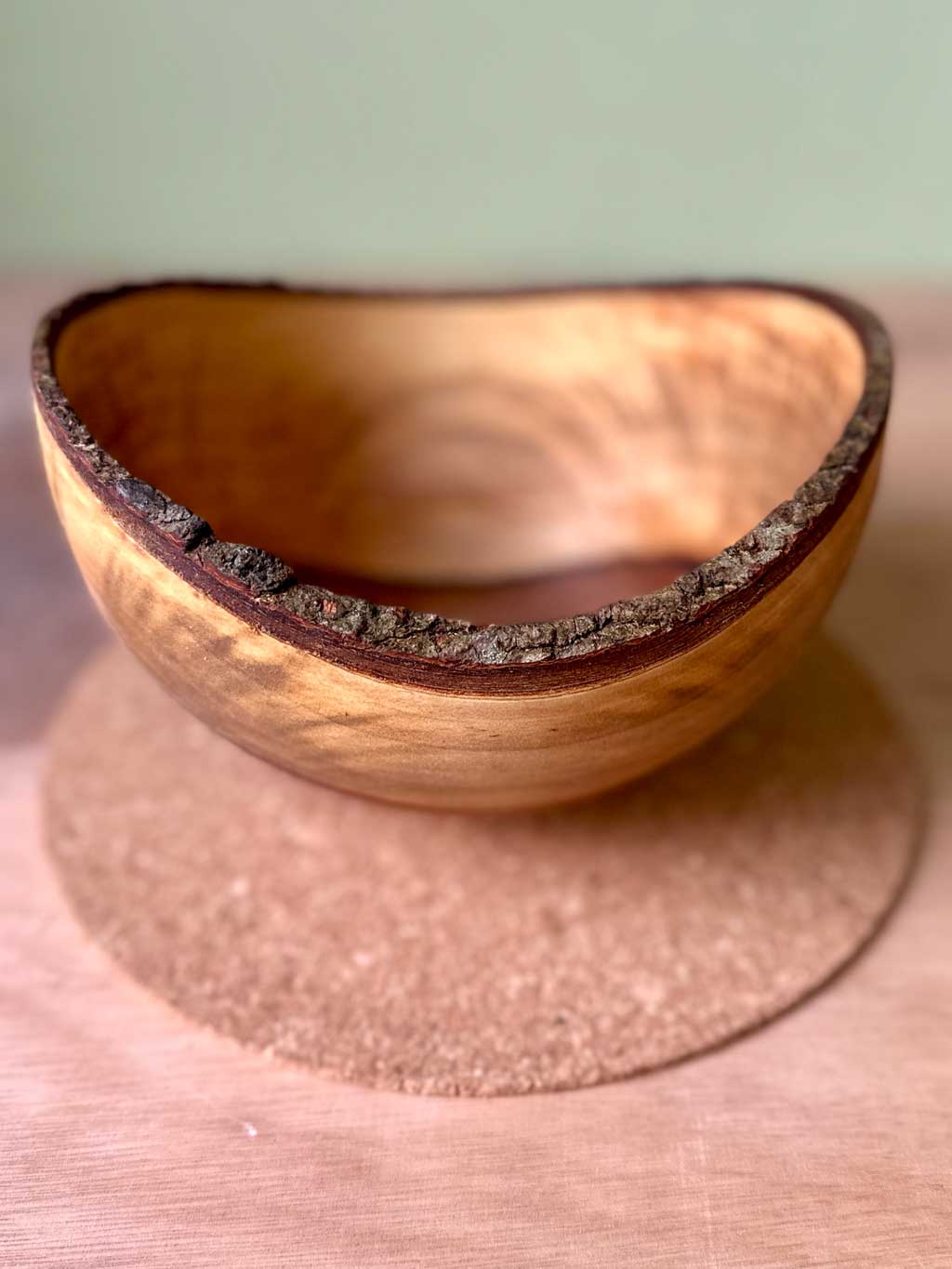 Bark edged cross grained Rowan bowl.
