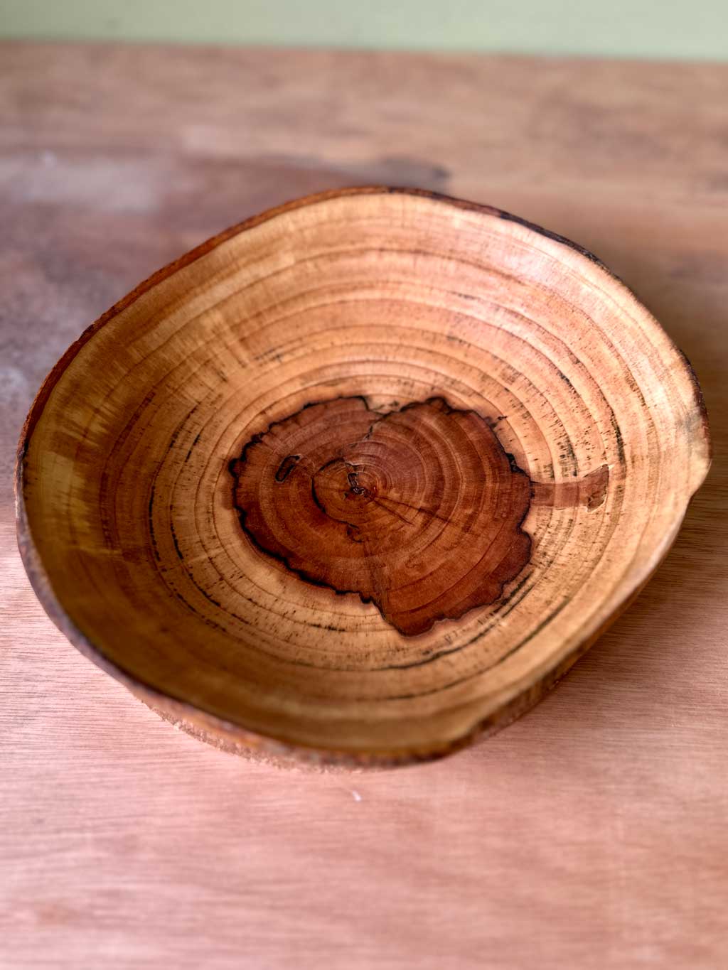 Natural edged rowan wood platter.
